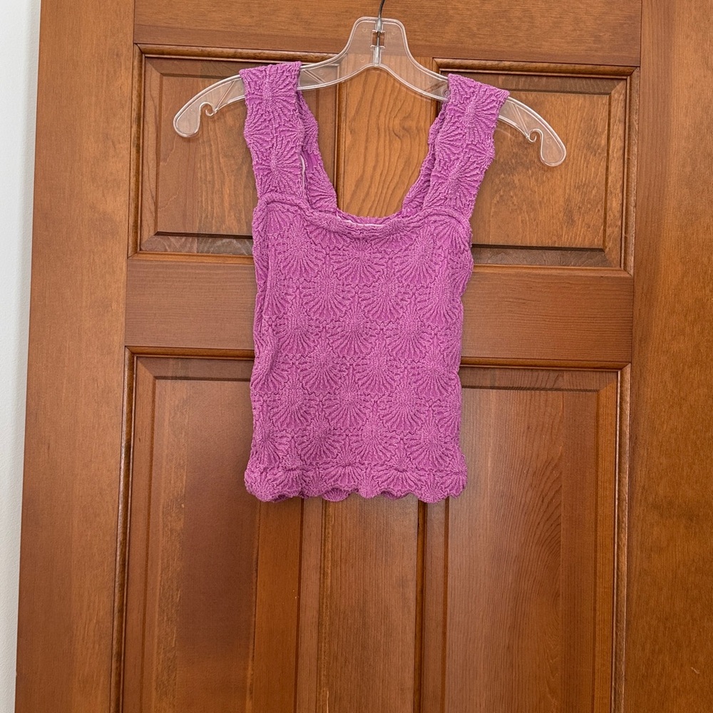 Free People Blue Textured Tank Top